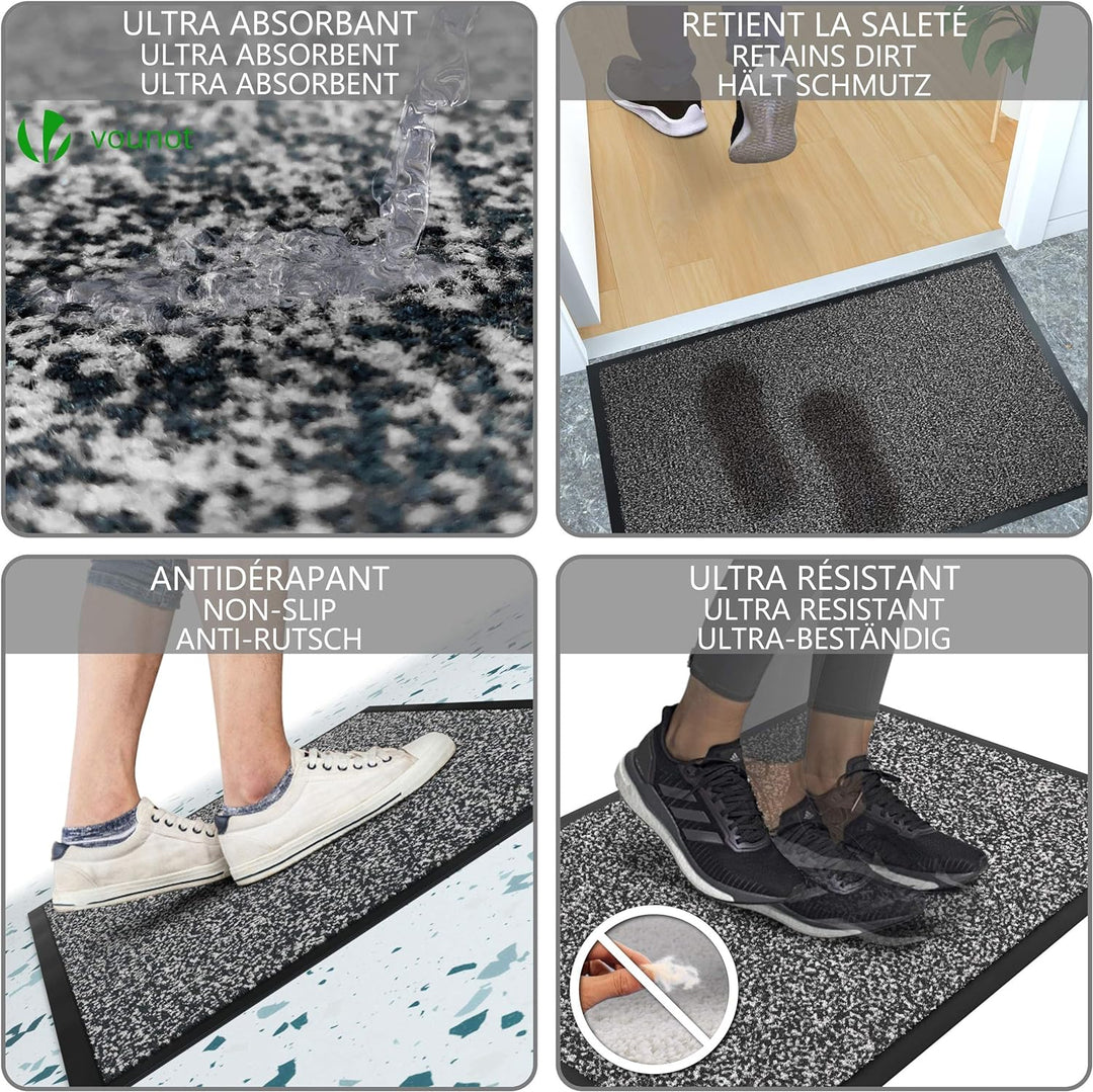 VOUNOT Fussmatte für Haustür Innen und Aussen, Schmutzfangmatte Waschbar, Türmatte rutschfest, Anthr
