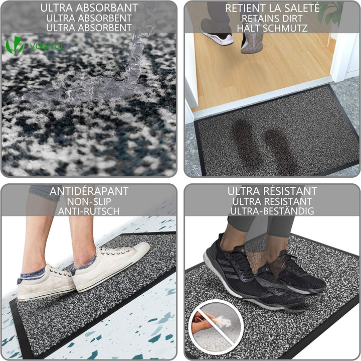 VOUNOT Fussmatte für Haustür Innen und Aussen, Schmutzfangmatte Waschbar, Türmatte rutschfest, Anthr