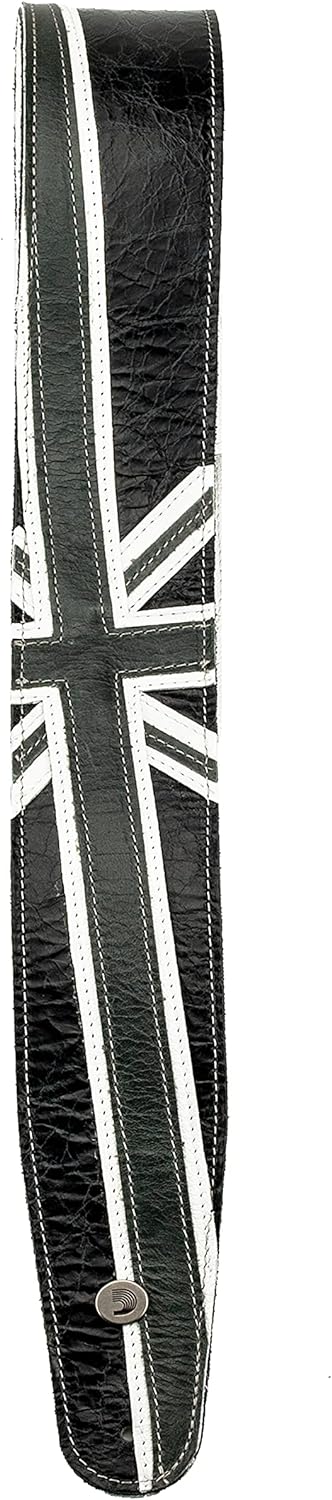 D'Addario Accessories Premium Leder Gitarrengurt Union Jack schwarz und weiss (25PRL04) Union Jack S