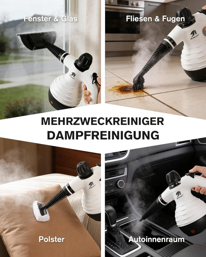 MLMLANT Handdampfreiniger Haushaltsreiniger mit Sicherheitsverschluss und 10 Zubehörteilen, geeignet