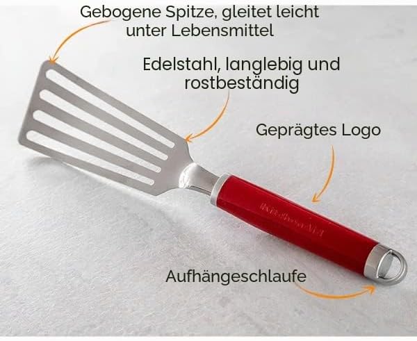 KitchenAid flexibler Pfannenwender, geschlitzter Pfannenwender aus Edelstahl – Empire Rot Empire-rot