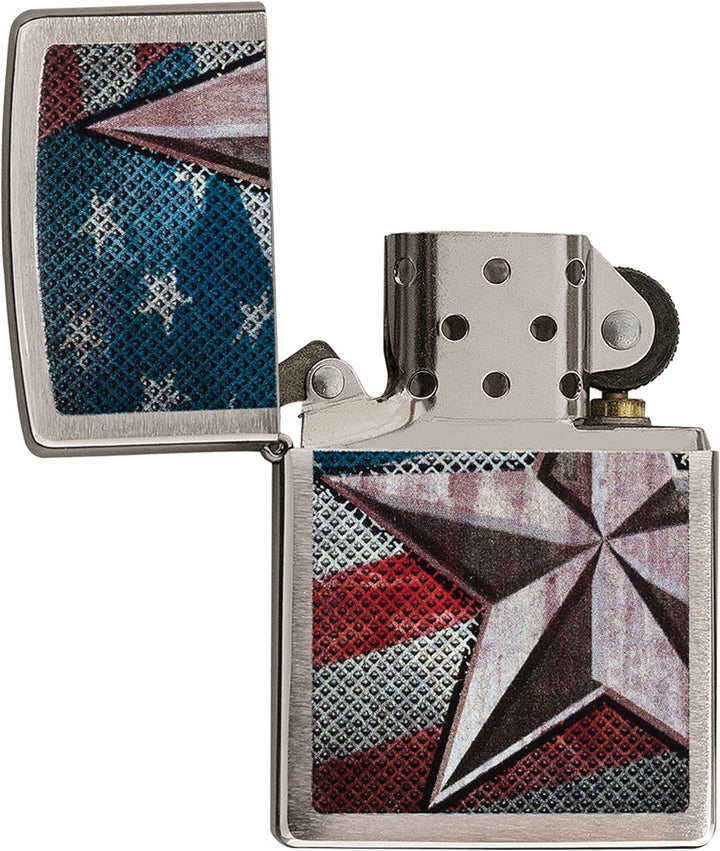 Zippo Us Army Star Winddichtes Feuerzeug Regular Edelstahloptik, Regular Edelstahloptik