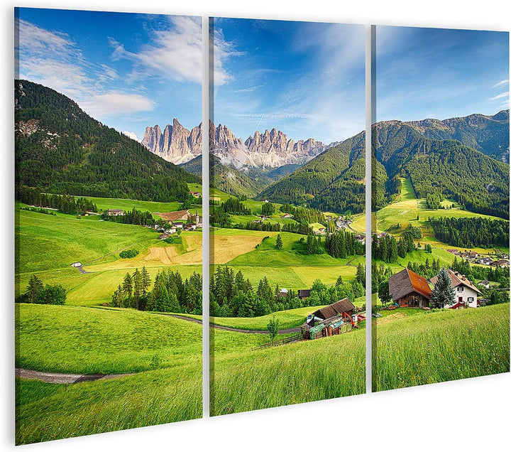 islandburner Bild auf Leinwand Dolomiten Berg Villnöss Bilder Wandbilder Poster Leinwand 130x80cm -