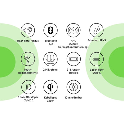 Belkin SOUNDFORM Flow True Wireless Noise-Cancelling-Kopfhörer, kabellos, Bluetooth-Kopfhörer, schwe