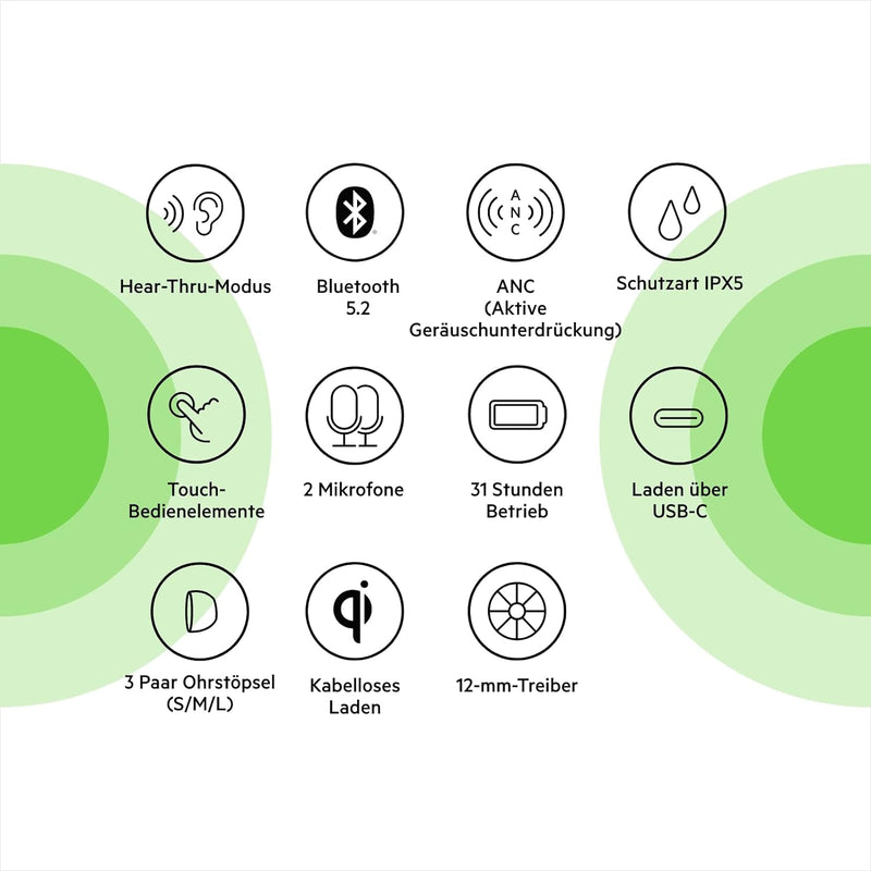 Belkin SOUNDFORM Flow True Wireless Noise-Cancelling-Kopfhörer, kabellos, Bluetooth-Kopfhörer, schwe