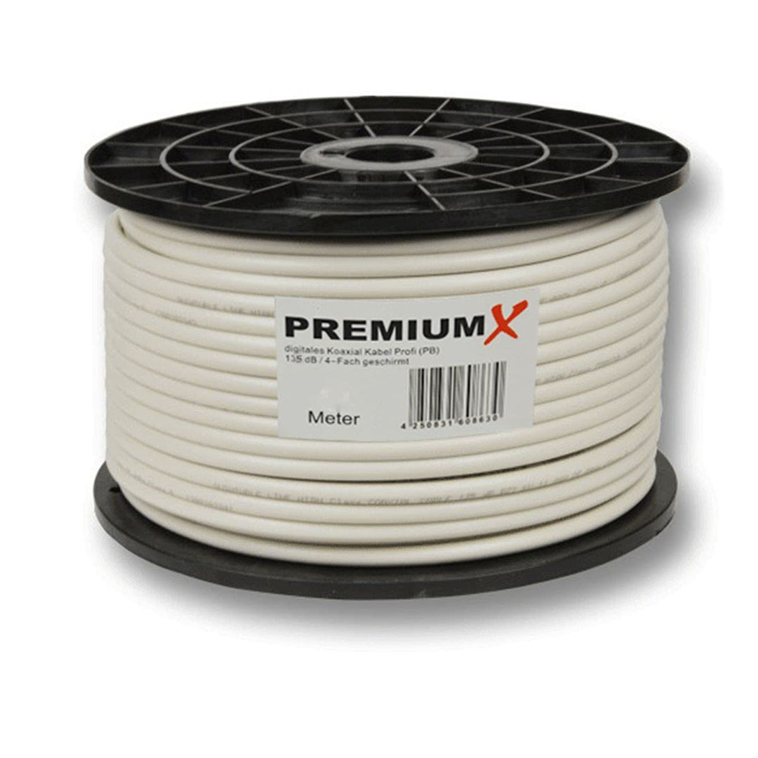 PremiumX 100m Profi Koaxialkabel Kupfer 135dB 4-Fach SAT Antennenkabel Koax-Kabel DVB-S / S2 DVB-C D
