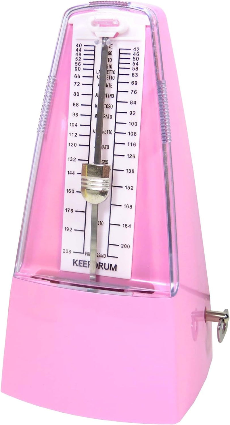 keepdrum GMPL PK mechanisches Metronom mit Glocke Taktgeber aufziehbar Rosa Pink