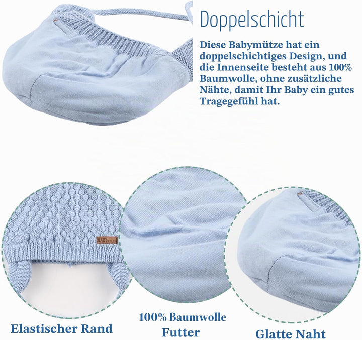 XIAOHAWANG Baby Wintermütze Jungen Mädchen Warmer Strickmützen Weicht Baumwolle-Futter mit Süsse Bär