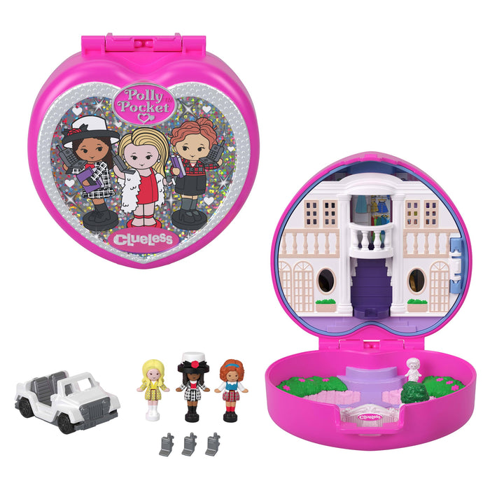 Polly Pocket x Clueless Sammler-Schatulle, Minipuppen und Spielset, 5 thematische Zubehörteile, Spie