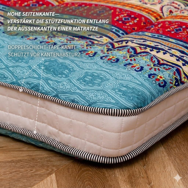 MAXYOYO Böhmische Retro Futon Matratze - Vintage Blumenmuster japanische Bodenmatratze - rollbar ver