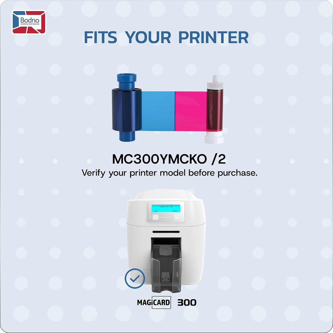 Magicard 300 Drucker MC300YMCKO Farbband – YMCKO – 300 Drucke mit Bodno Software Demokarte YMCKO 1 P