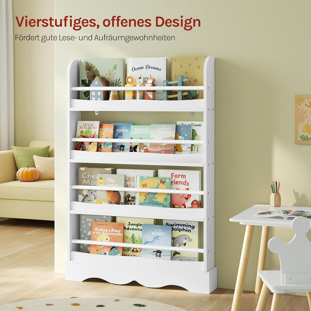 WOLTU Bücherregal Kinder, Kinderregal mit 4 Ebenen, Aufbewahrungsregal für Bücher, Regal für Kinderz