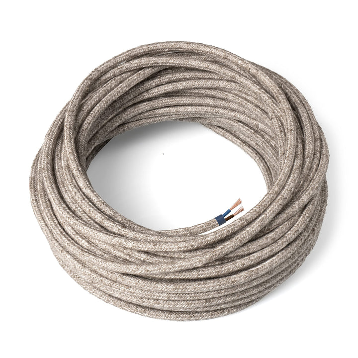 Amarcords - Textilkabel für Lampen RAUCH, rund, Hanf, 10 Meter, mit 2 Leiter 2x0,75 - Stoffkabel mit