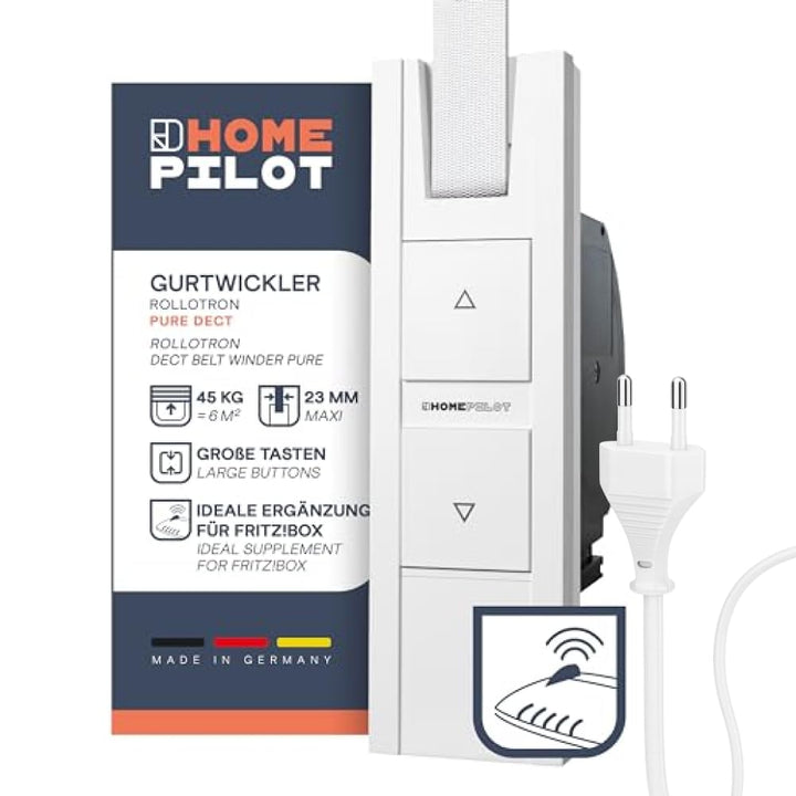 HOMEPILOT - Gurtwickler RolloTron Pure DECT | Elektrischer Gurtwickler zur bequemen Rolladensteuerun