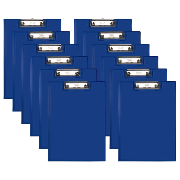 Idena 90295 - Klemmbrettmappe für DIN A4, 12 Stück, Hochformat, PVC beschichtetes Clipboard in Blau,