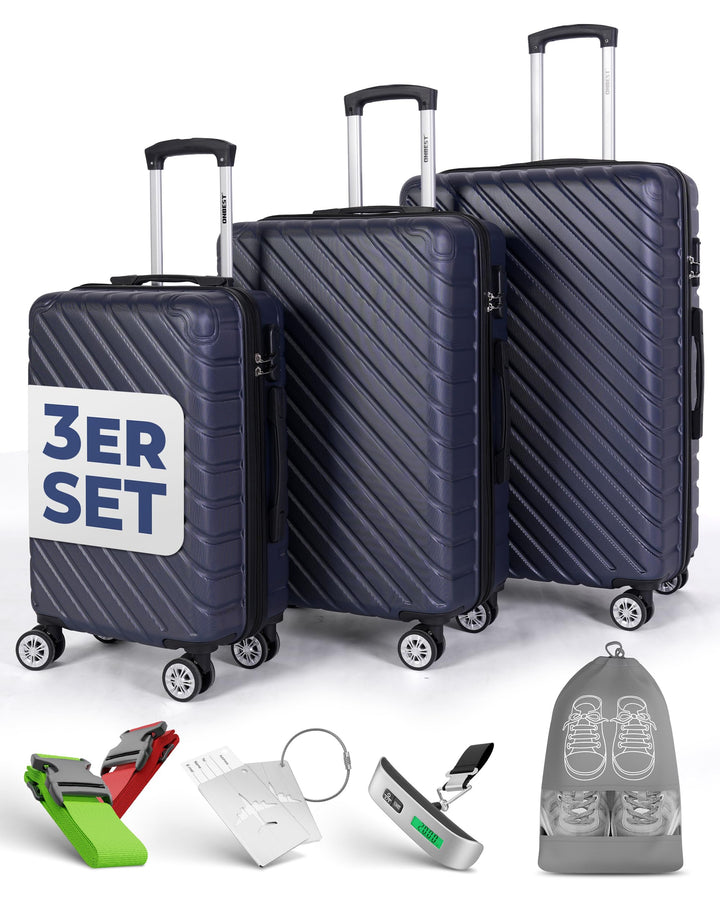 3erKoffersetXXL Komplettpaket – Sichere und leichte ABS Hartschalenkoffer 20"24"28" mit Rollen – Rei