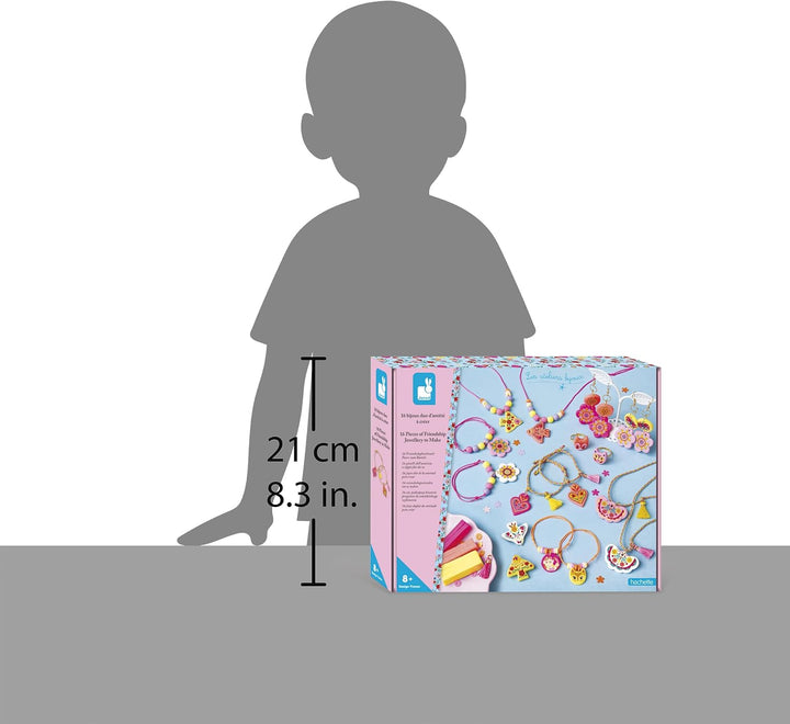 Janod J09186 Janod-16 Freundschaftsschmuck Polymer Charms zum Selbermachen-Bastelpackung-Fördert die