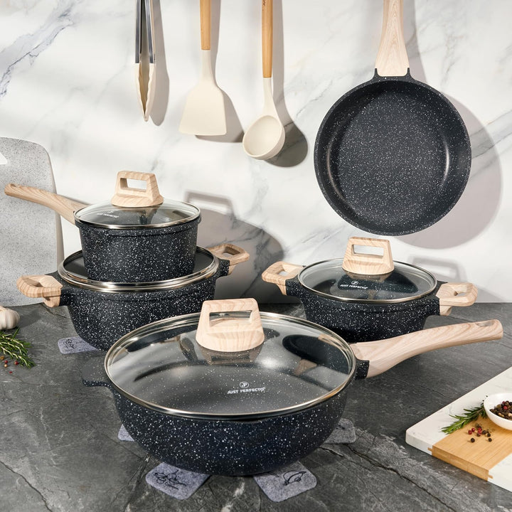 JUST PERFECTO Topf und Pfannenset Induktion - Pfannenset mit deckel - Induktions Töpfe Set - Töpfe u