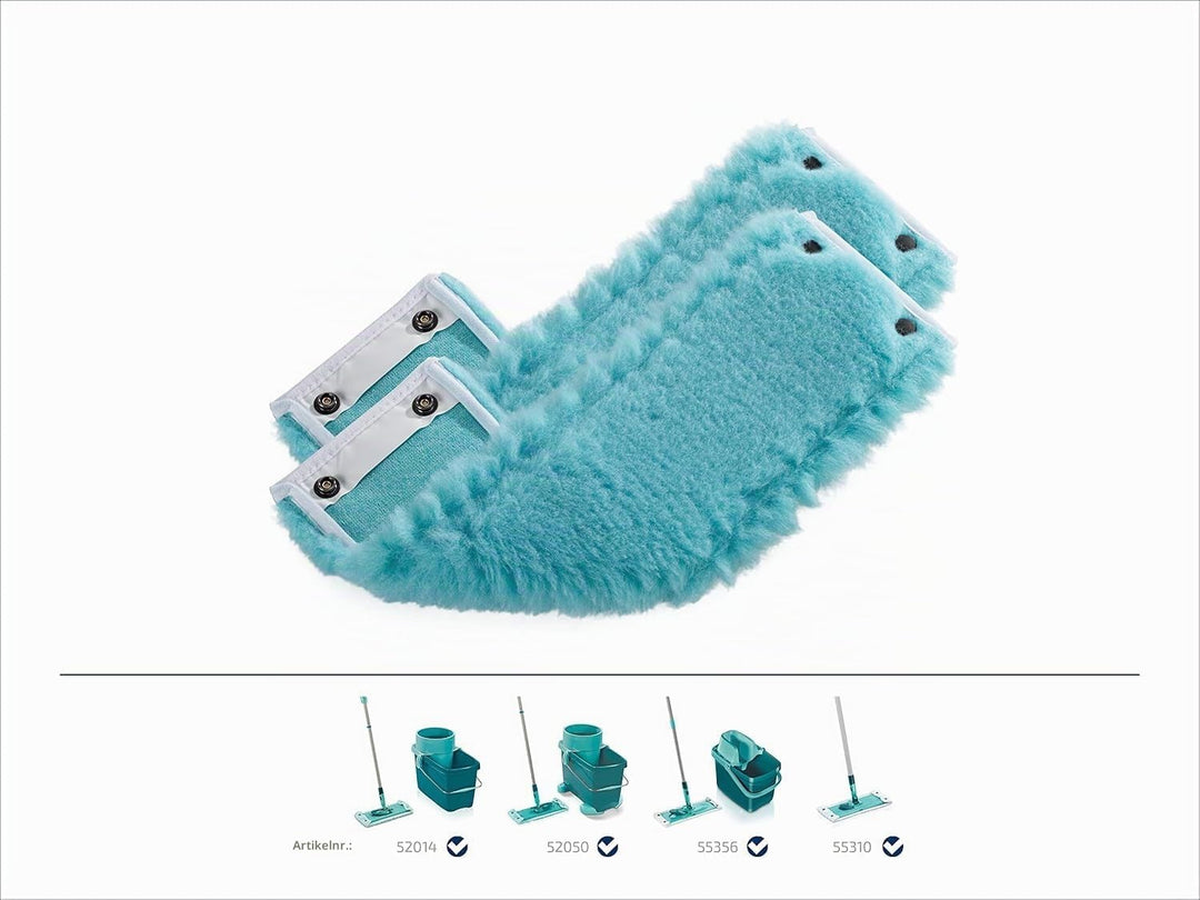 Leifheit 2er Set Wischbezug CLEAN Twist M Static Plus, Staubwischer für alle Bodenarten, zieht Staub
