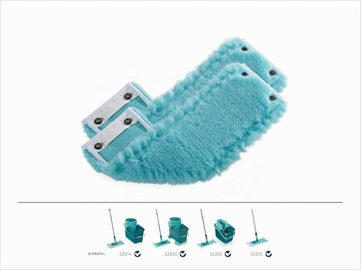 Leifheit 2er Set Wischbezug CLEAN Twist M Static Plus, Staubwischer für alle Bodenarten, zieht Staub