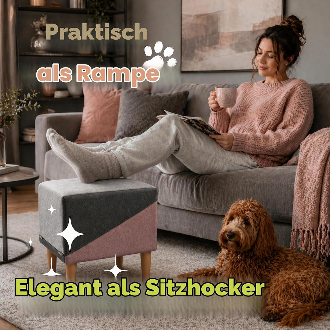 Outentin Hundetreppe Klappbar – rutschfeste Hunderampe &amp; Weiche Haustiertreppe für Kleine &amp; Grosse H