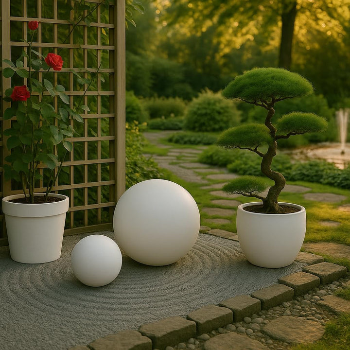 Keramik Kugel 20 cm Gartenkugel Dekokugel Gartenfigur Dekoration aus frostfester, witterungsbeständi