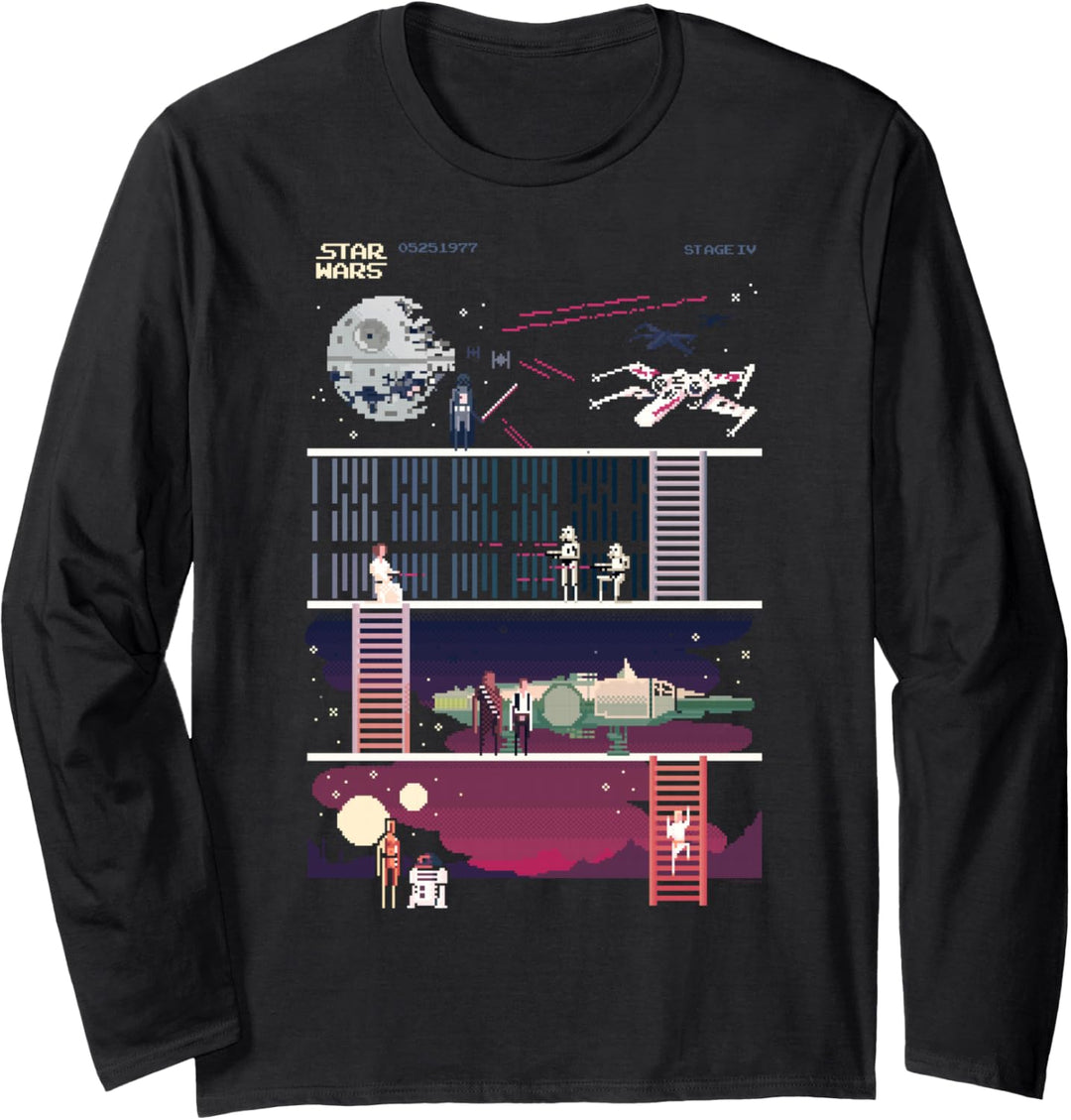 Star Wars A New Hope 8-Bit Game Langarmshirt