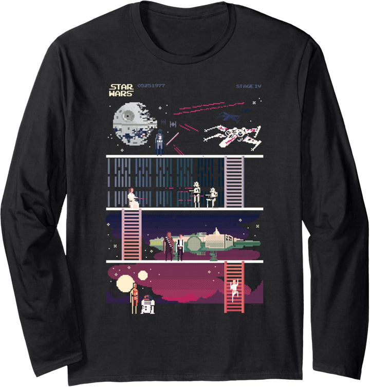 Star Wars A New Hope 8-Bit Game Langarmshirt
