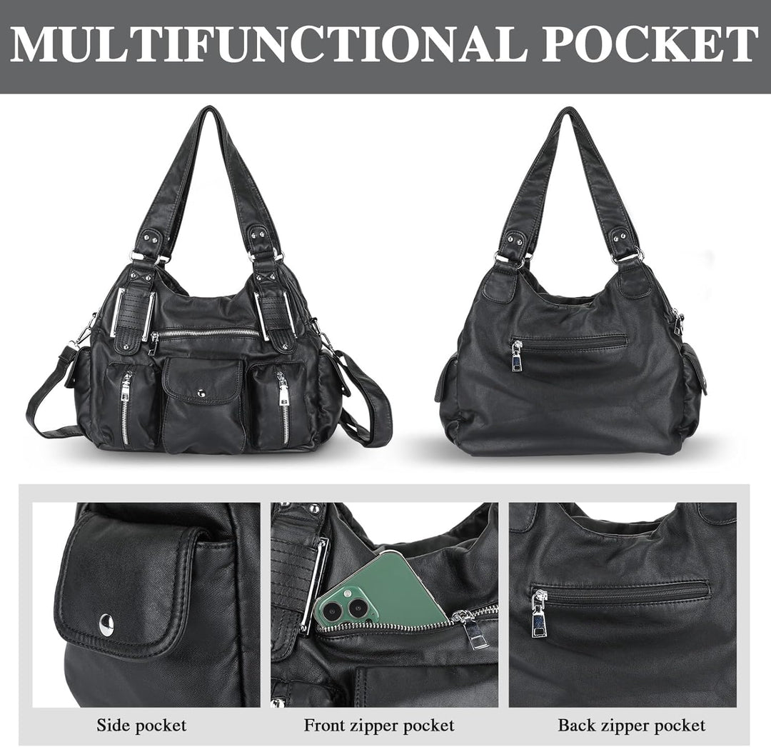 Damen Handtasche Grosse Schultertasche PU Leder Henkeltasche Frauen Weiches Hobo Tasche Umhängetasch