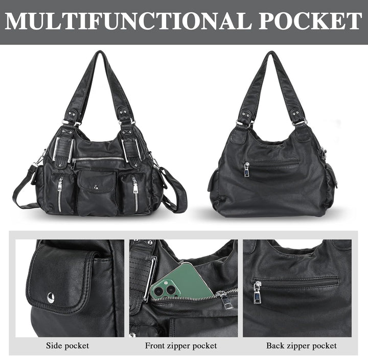 Damen Handtasche Grosse Schultertasche PU Leder Henkeltasche Frauen Weiches Hobo Tasche Umhängetasch