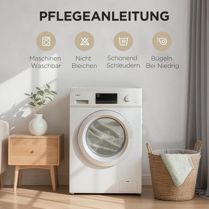 Joydeco 100% Blickdichte Vorhänge mit Ösen Gardinen Leinenoptik 2 Stück, Verdunkelungsvorhang Leinen