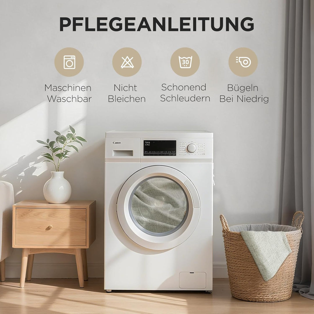 Joydeco 100% Blickdichte Vorhänge mit Ösen Gardinen Leinenoptik 2 Stück, Verdunkelungsvorhang Leinen