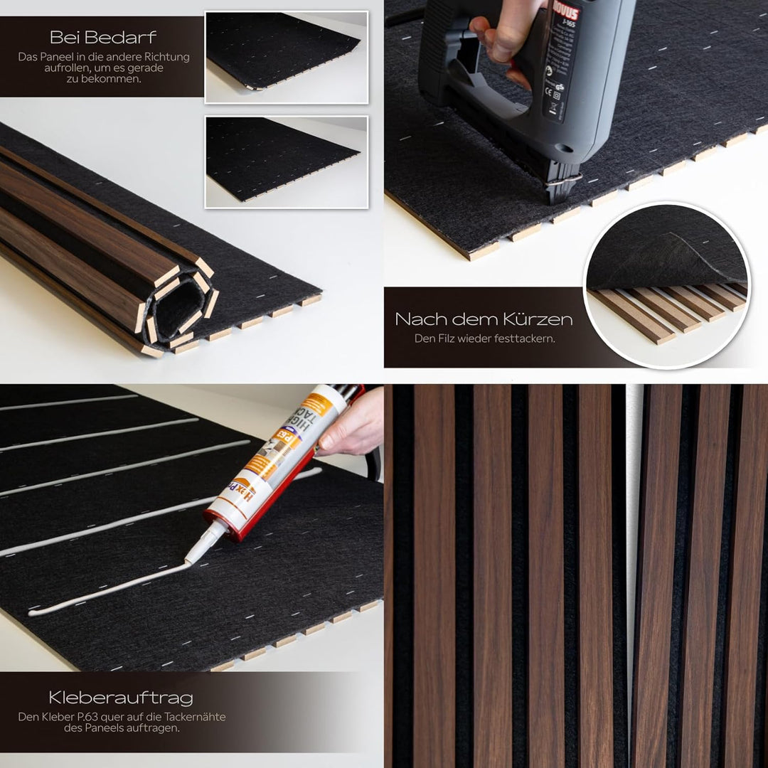 HEXIM Akustikpaneele 6 Stück 138,5x60cm Holz Comfort - flexible Holzpaneele Platten Lamellenwand Hol