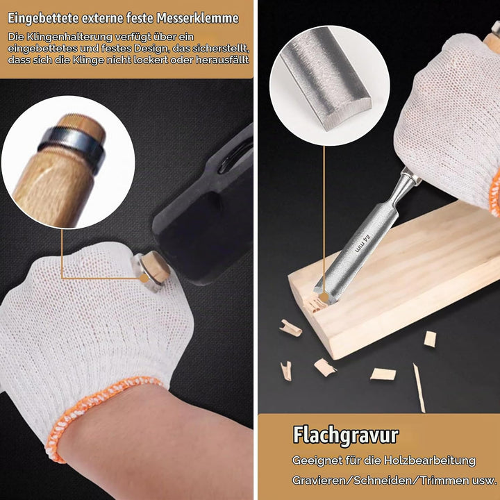 4 Stück Holz Meissel Set,Stechbeitel Rund Gebogen Hohlbeitel Set,CR-V Stahl halbkreisförmige Kante 8