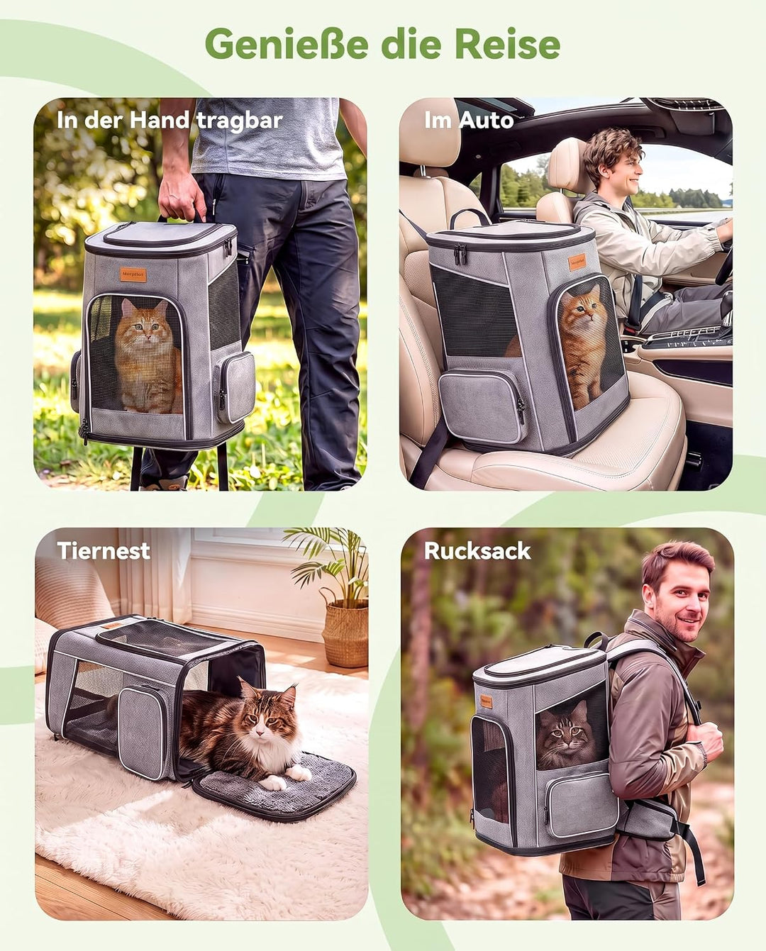 Morpilot Katzenrucksack Hunderucksack für Katzen und Kleine Hunde 7kg, Faltbare Haustier Rucksack mi