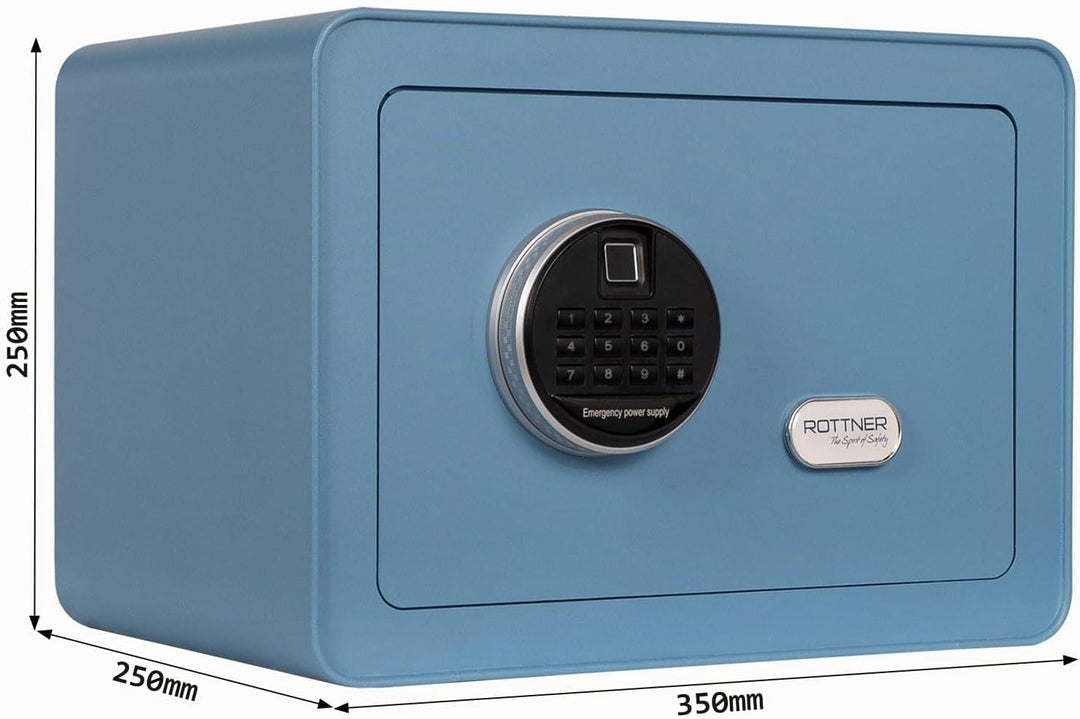 Rottner Möbeltresor Vintage-Blue Stahl Elektronikschloss Fingerprint mechanische Notöffnung Innenbel