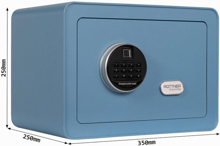 Rottner Möbeltresor Vintage-Blue Stahl Elektronikschloss Fingerprint mechanische Notöffnung Innenbel