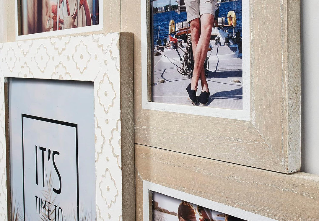 Kobolo Bilderrahmen Bilderhalter Collage LIA für 9 Bilder aus Holz in beige