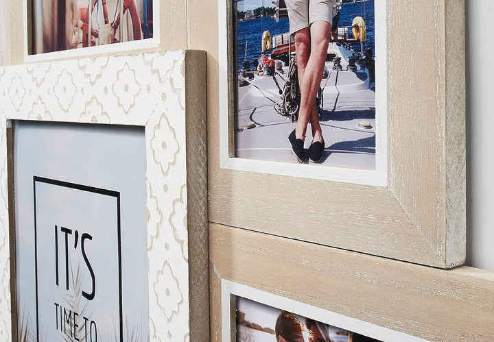 Kobolo Bilderrahmen Bilderhalter Collage LIA für 9 Bilder aus Holz in beige