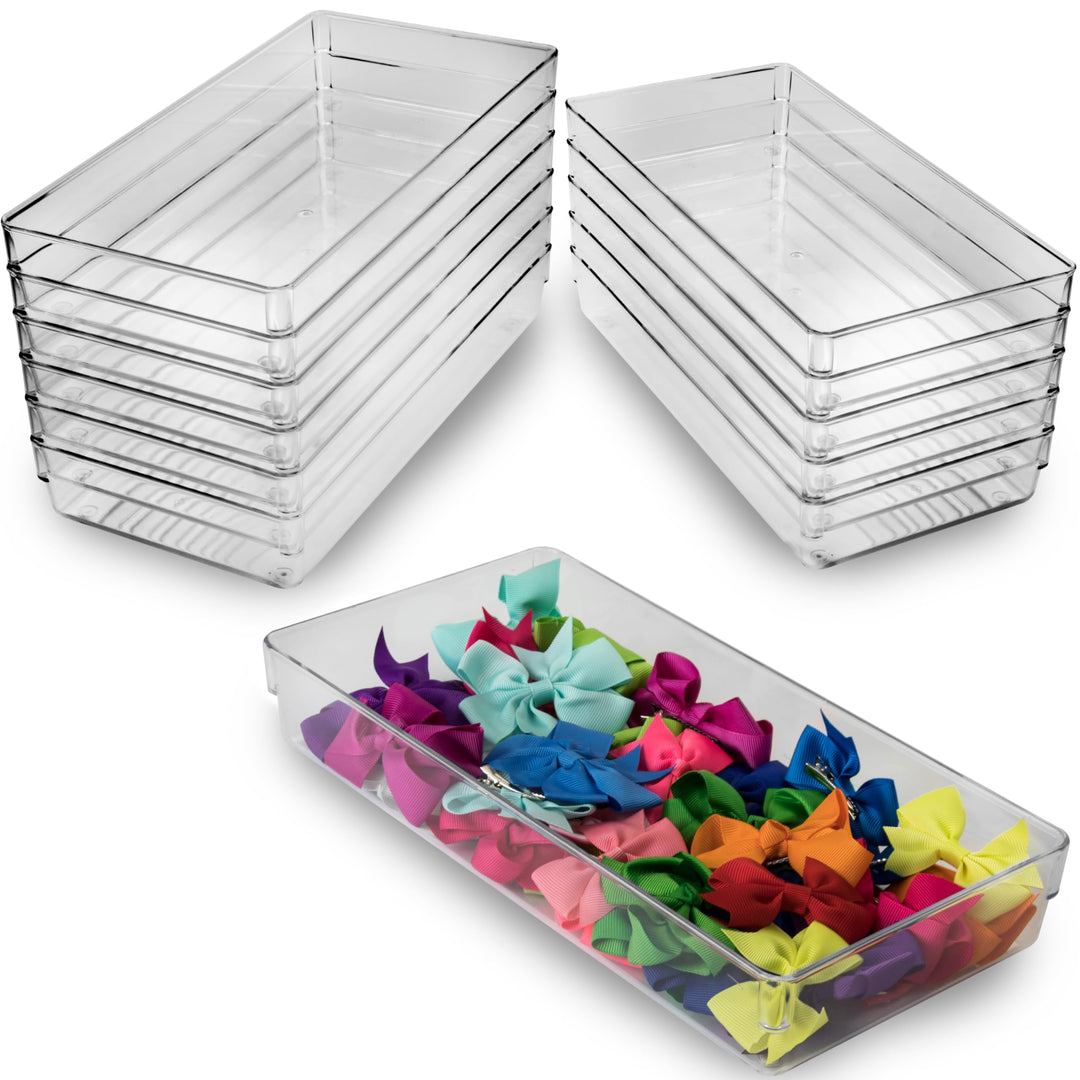 12x Schubladen Ordnungssystem 32x16 cm klar transparent 5,5 cm hoch Antislip - Organizer für Schmink