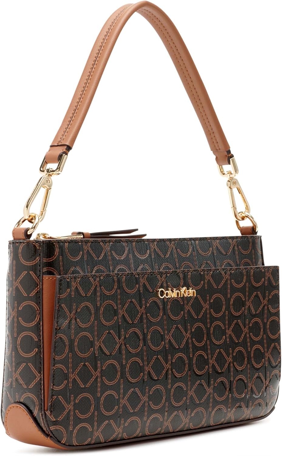 Calvin Klein Damen Lucy Schultertasche mit DREI Fächern Braun/Khaki/Karamell-prägung, Braun/Khaki/Ka