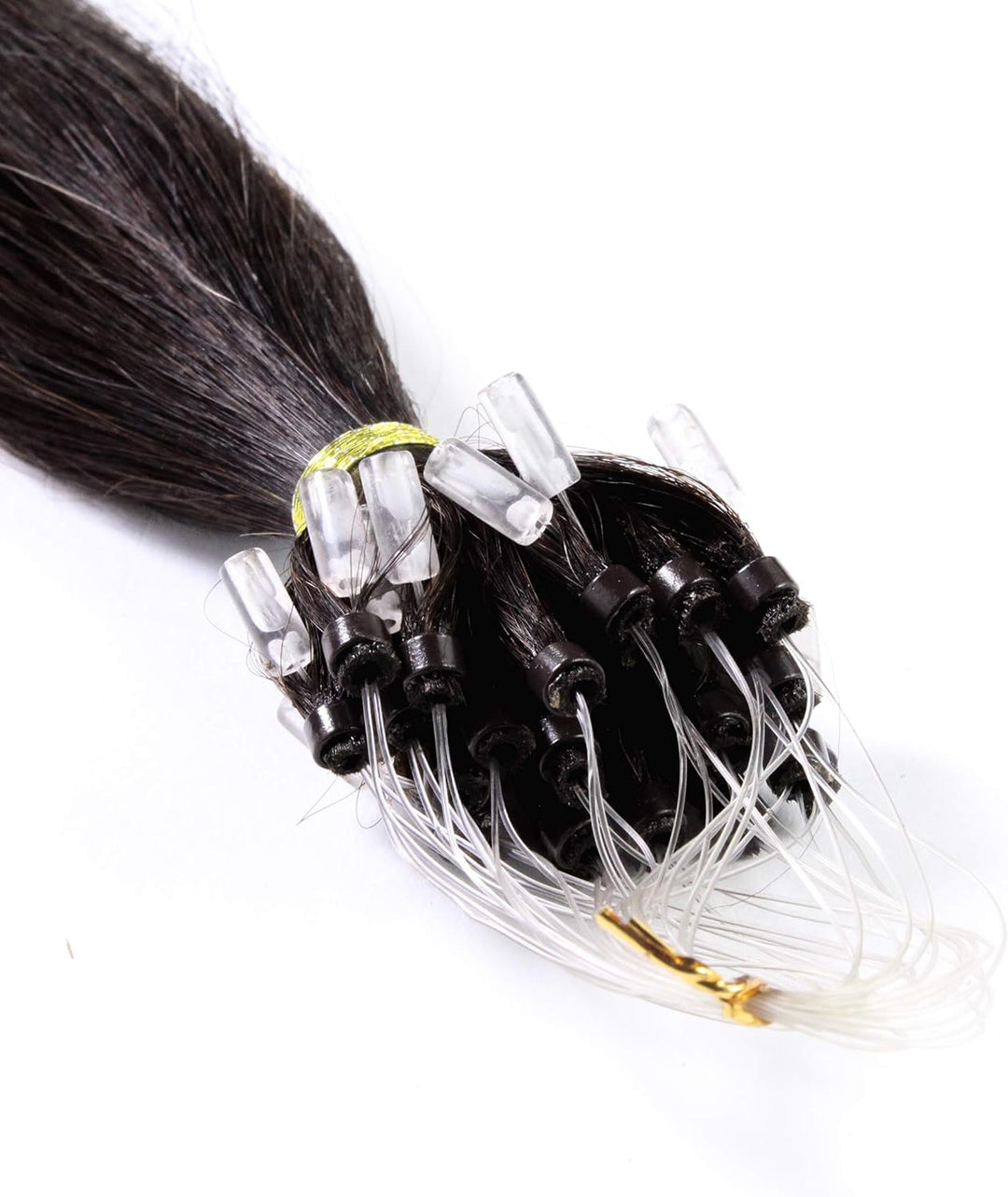 hair2heart Microring Extensions Echthaar glatt - 50 Strähnen 1g 60cm 4/0 mittelbraun 60cm 50 Strähne