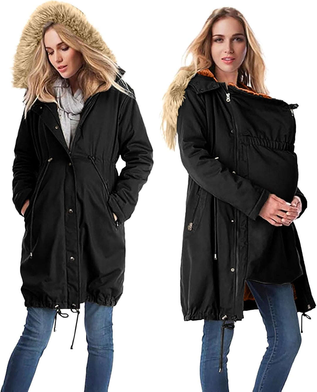 Umstandsjacke Winter Wasserdicht Winterjacke Damen Warm Lang Parka 3 In 1 Schwangerschaftsjacke Mit