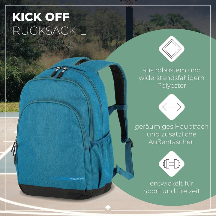 Travelite Handgepäck Rucksack mit gepoltertem Laptopfach, Laptop Rucksack 15,6 Zoll, KICK OFF, Tages