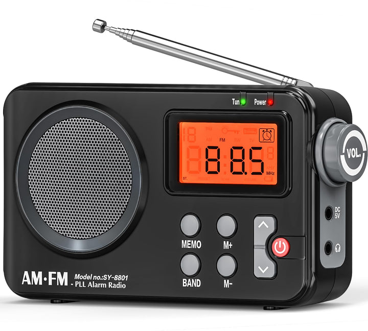 Tendak Radio Batteriebetrieben FM UKW AM, Radio Klein mit Grosses Display/Timing-Funktion/Wecker, Tr