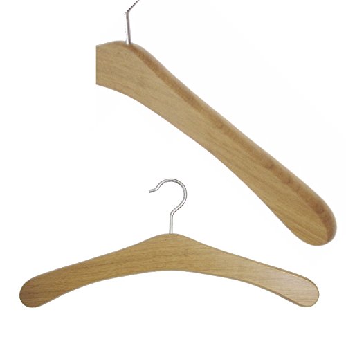 Hagspiel Kleiderbügel aus Holz, 5 Stk. Garderobenbügel aus Eichenholz mit vernickelter Haken Eiche H