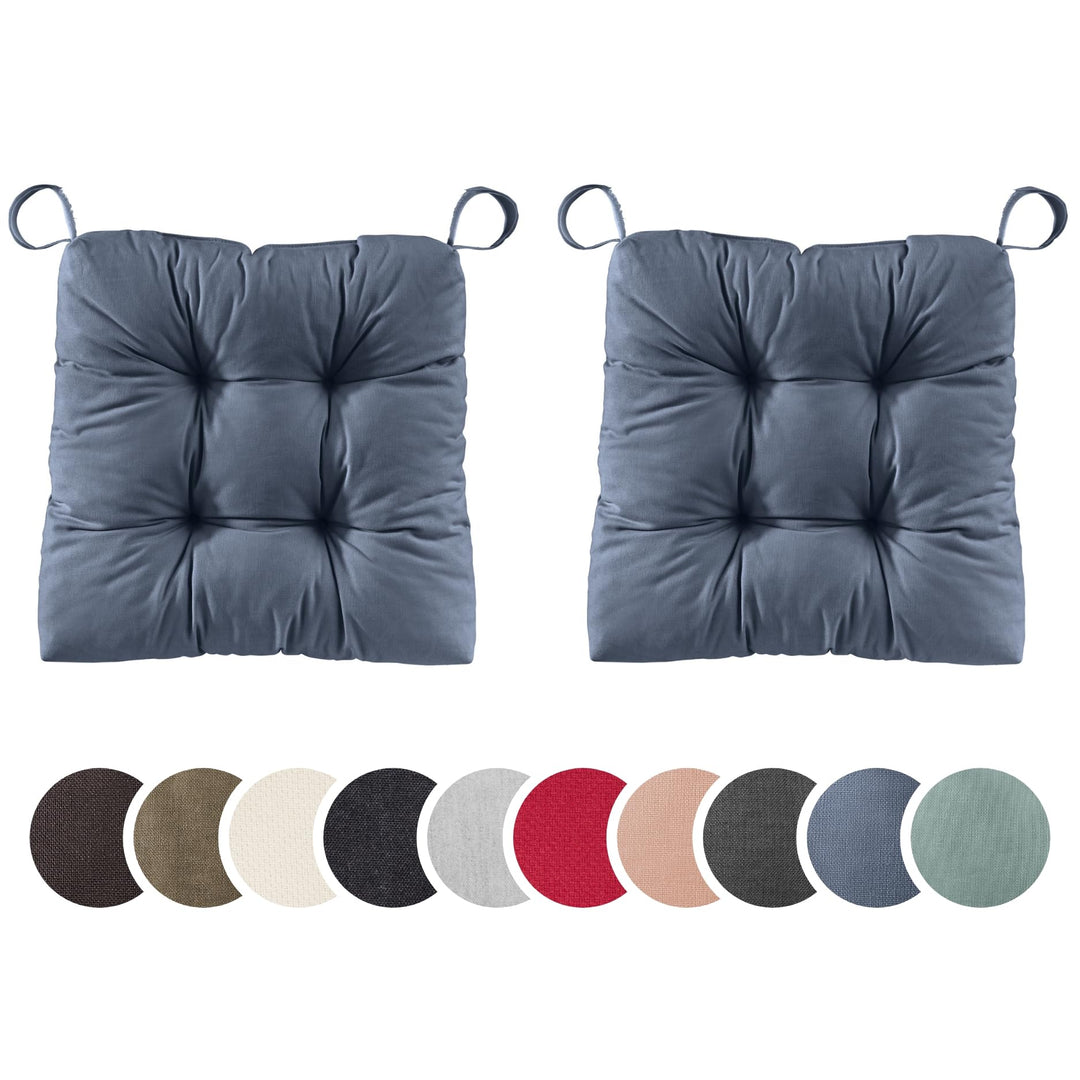sleepling 2er Set Stuhlkissen 40 (vorne), 35 (hinten) x 38 x 7 cm, Sitzkissen für Stuhl &amp; Bank mit K