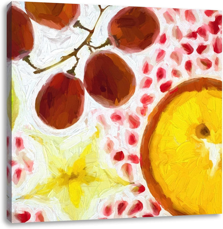 Leckere frische Früchte, Format: 70x70 auf Leinwand, XXL riesige Bilder fertig gerahmt mit Keilrahme