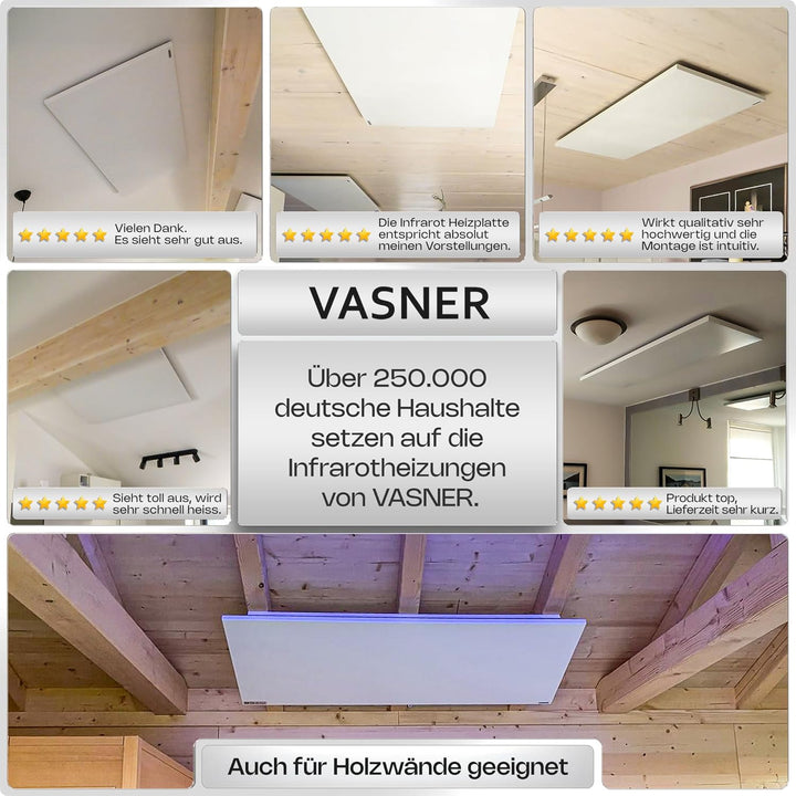 VASNER Citara M Infrarotheizung – Infrarot Elektroheizung Metall weiss Wandheizung Deckenheizung IP4