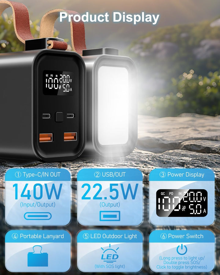 50000mAh 140W Power Bank USB C PD3.1 QC4.0 Schnelles Aufladen,Grosse Kapazität Externer Handyakku mi